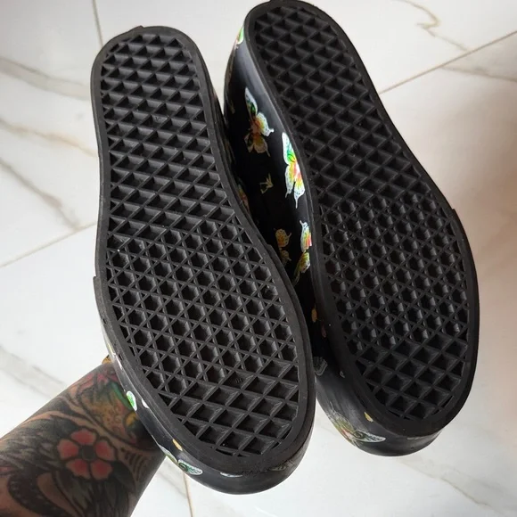 LIMITED EDITION Vans classic Black Canvas Sneakers platform Butterfly Print - Picture 5 of 15